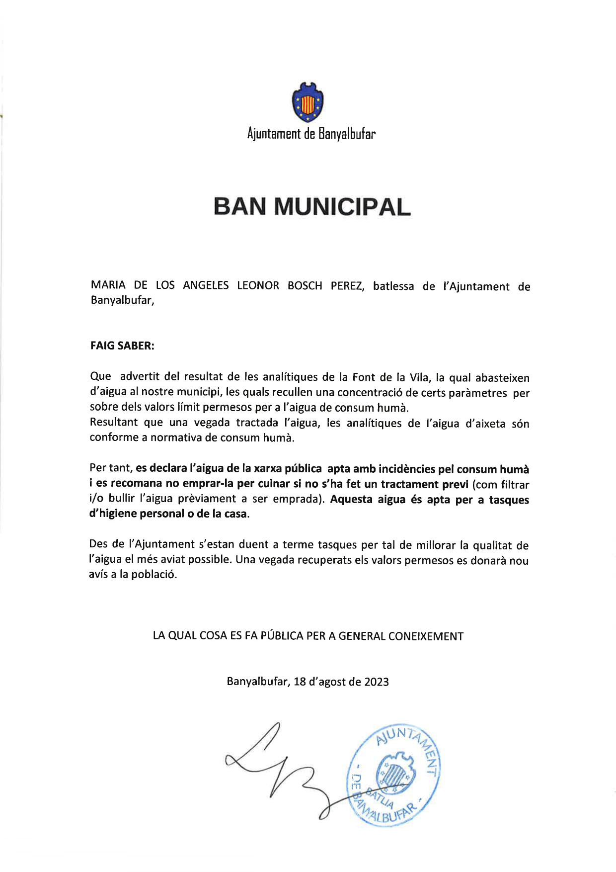 ban aigua